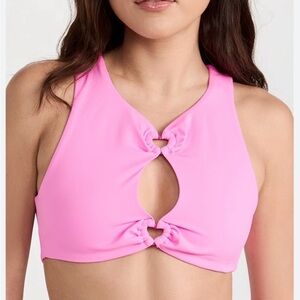 Agua Bendita Pink High Neck Cutout Bikini Top